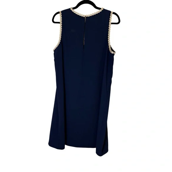 Women’s Lilly Pulitzer Nala Navy Mini Dress with Gold Lace Bib Brocade sz 14 - Picture 3 of 11